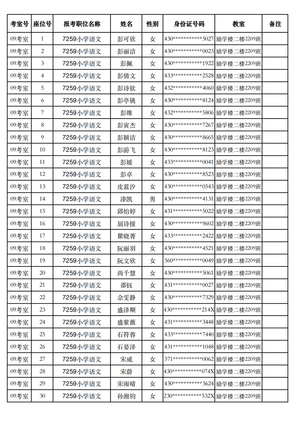 长沙市实验小学2023年引进高校毕业研究生笔试、选调骨干教师知识测验考场及座位号安排(图4)